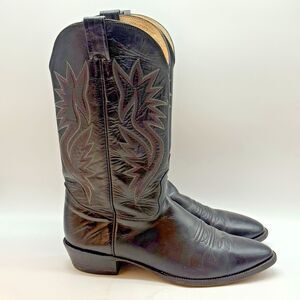 Vintage Nocona 8901 Leather Cowboy Boots Men's 11D Black J Toe 6 Row Stitch USA